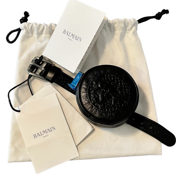Balmain Handbags - Balmain Circular Leather Coin Pouch Wristlet